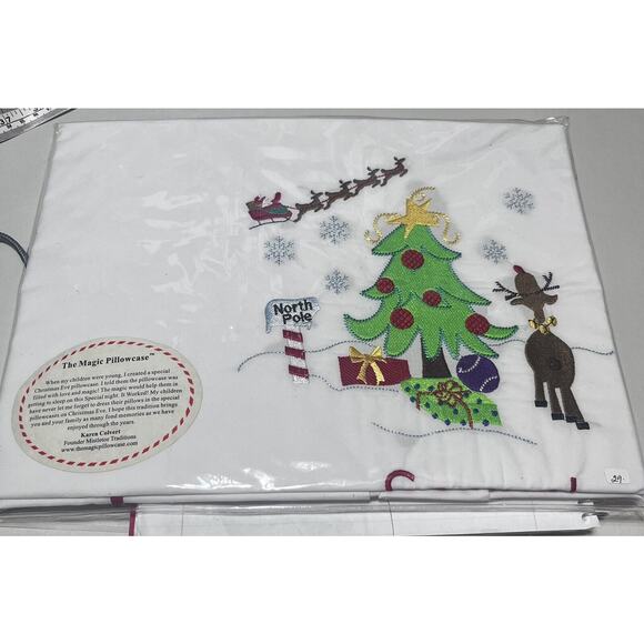 New Personalized Pillowcase “Hunter” Kids White Christmas Embroidered Santa - Picture 2 of 6